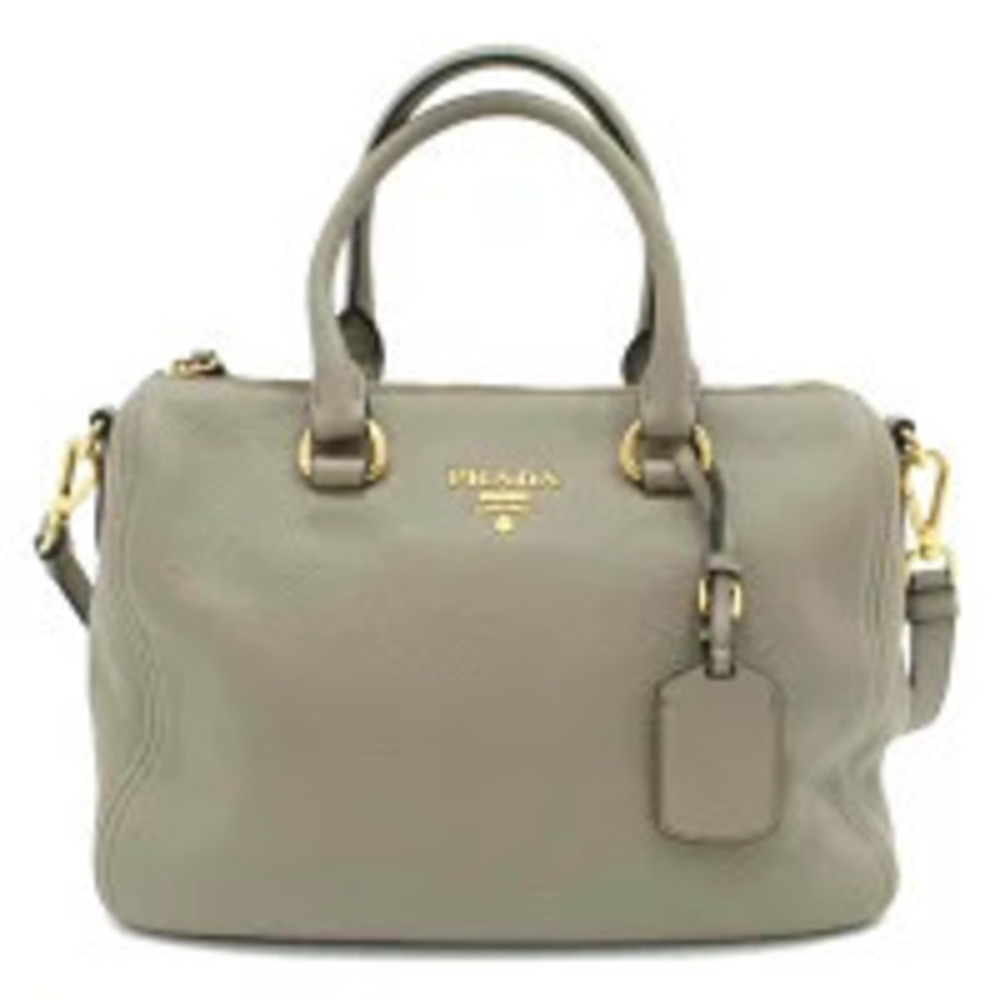 Prada Vitello Phenix Boston Bag grained calf leather soft gray